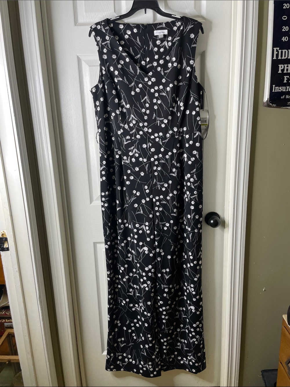 Worthington Black and White Floral Maxi Jumpsuit